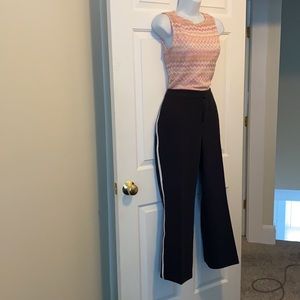 Nine West Flare Dress Pants, Black w/White stripe Capris Size 10